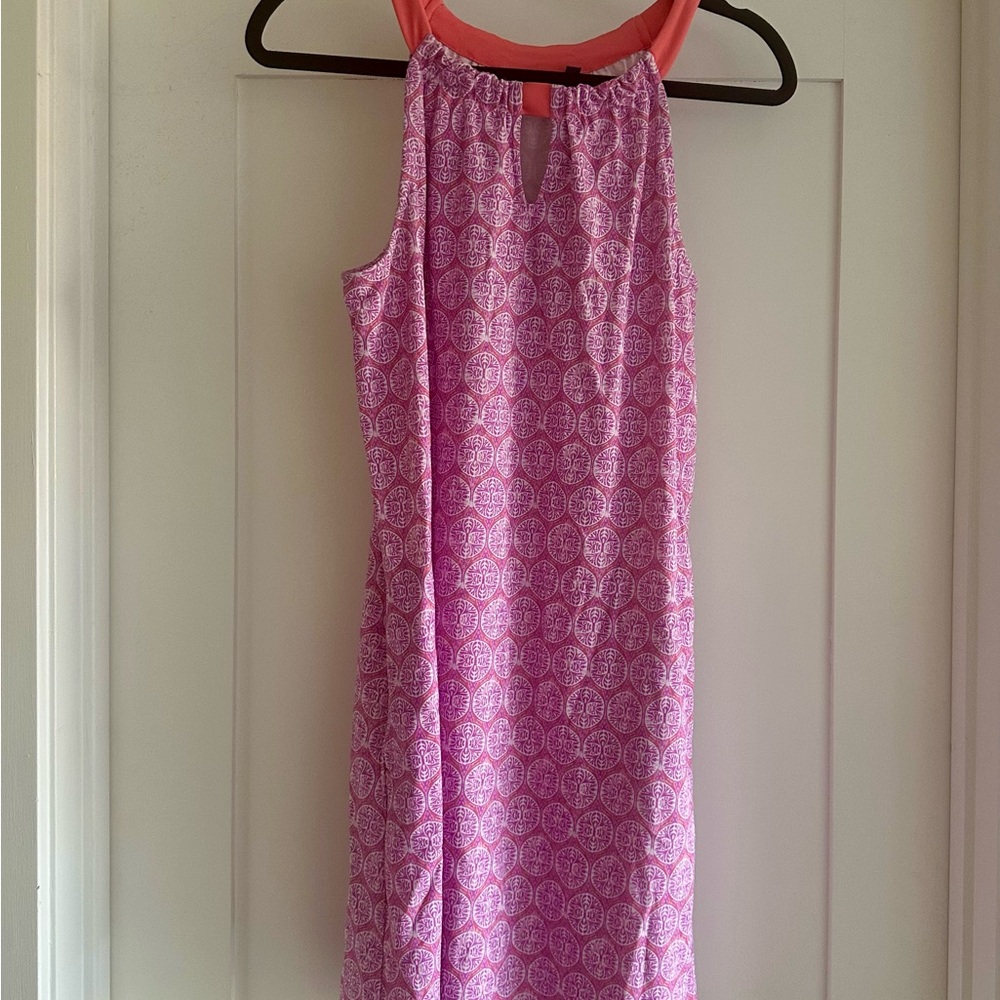 Cabana Life Pink Patterned Dress with Orange Accent